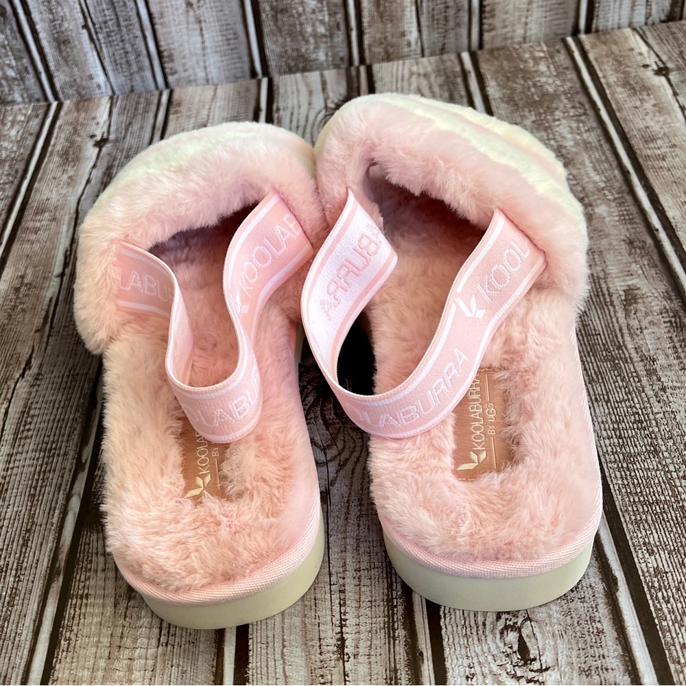 UGG Koolaburra Fuzz’n Slipper Slides Pink/White - Picture 8 of 8
